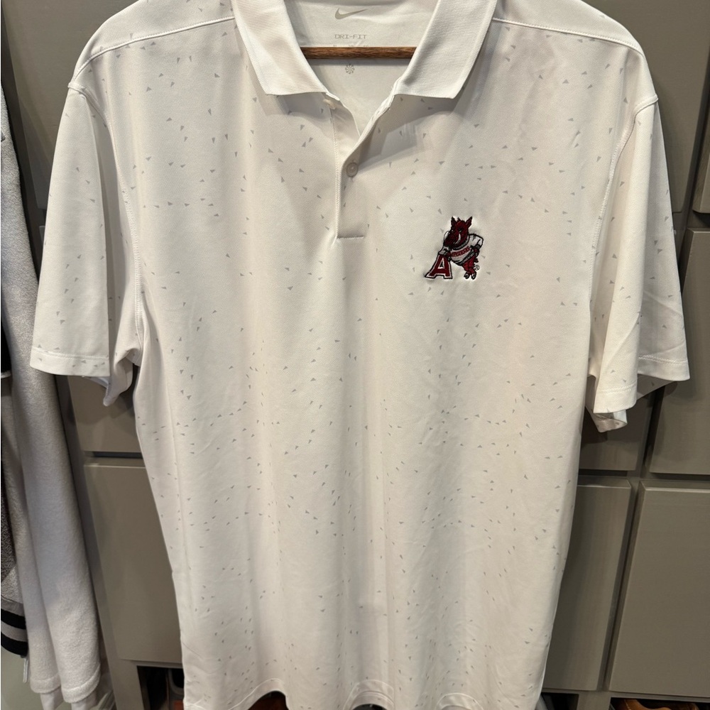 Nike White Polo Shirt with Embroidered Design